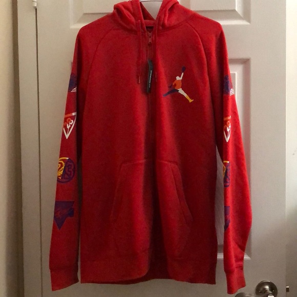 Jordan Other - NWT Air Jordan Red Hoodie Full Zip w/ Designs